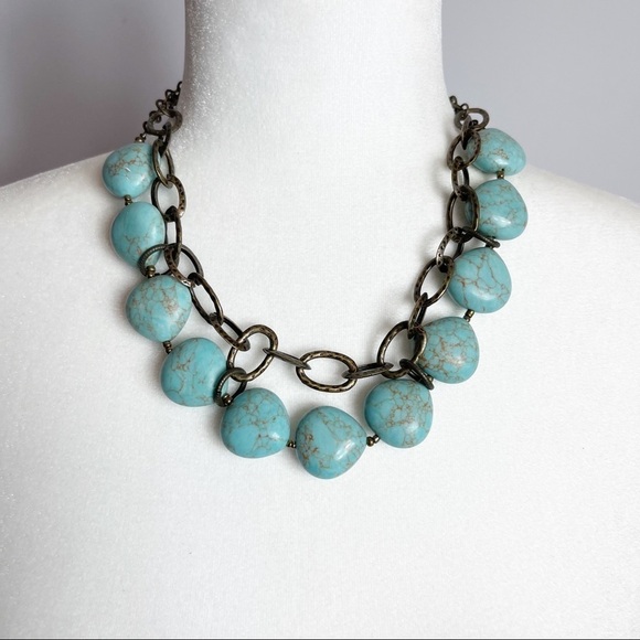 Premier Designs Jewelry - Premier Designs RESORT Brass Faux Turquoise Bead Necklace